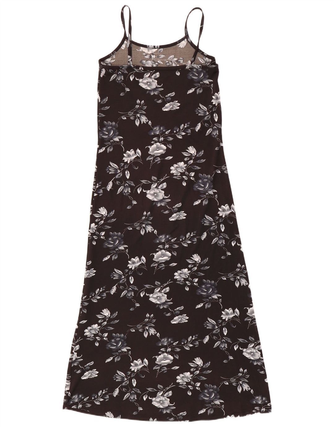 RAINBOW Womens Sleeveless Maxi Dress UK 12 Medium Black Floral Polyester