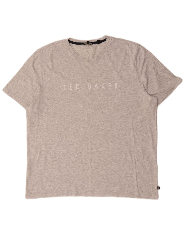 Ted Baker Herren-T-Shirt mit Grafik, Größe 6 2XL, grau gefleckte Baumwolle