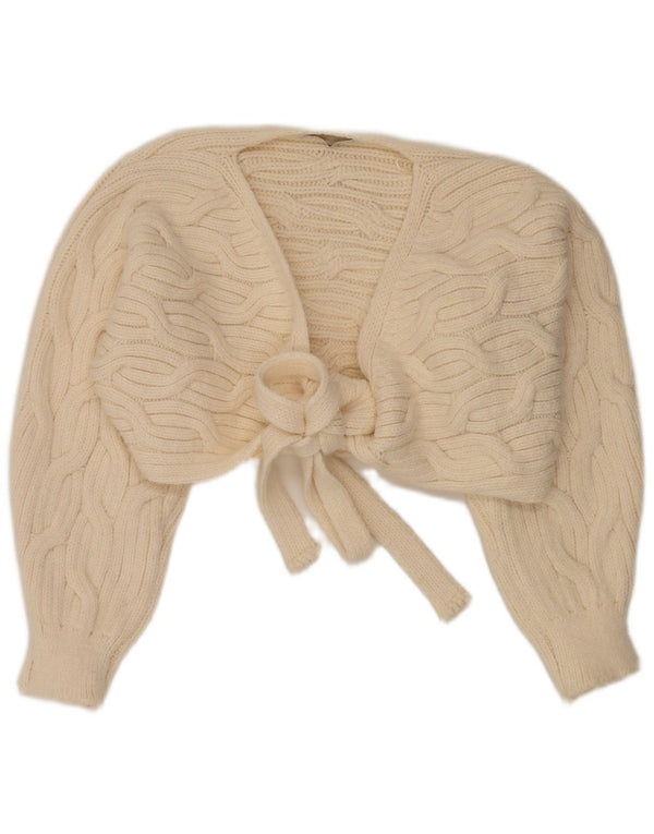 Übergroßer Bolero-Cardigan für Damen von Zara, Gr. 10, Small, gebrochenes Weiß, Acryl