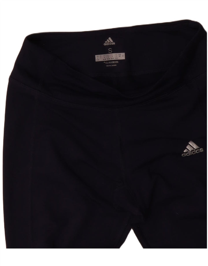 ADIDAS Damen Climawarm Leggings UK 8/10 Small Marineblau Polyester