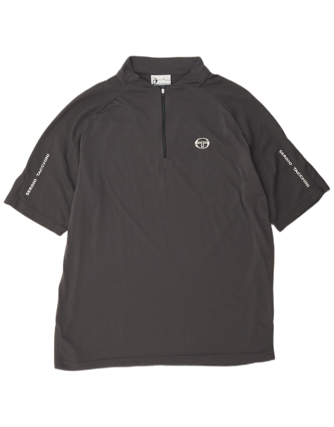 Sergio Tacchini Herren-T-Shirt mit Reißverschluss am Hals, XL, Grau