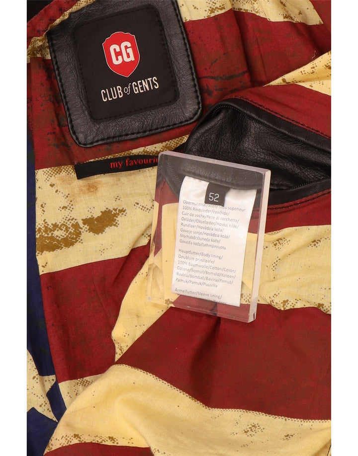 VINTAGE Herren Leder Bikerjacke IT 52 XL Schwarzes Leder