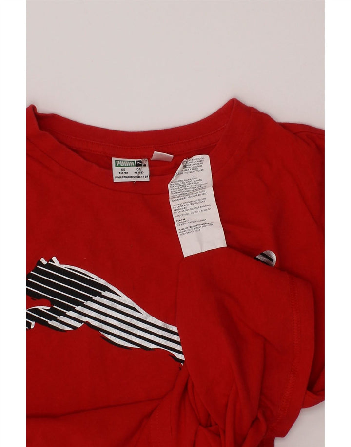 Puma Jungen T-Shirt mit Grafik, 7–8 Jahre, Größe S, rote Baumwolle