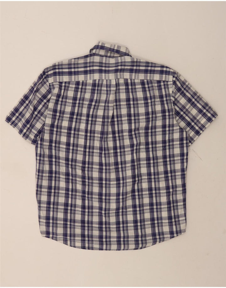 Sergio Tacchini Herren-Kurzarmhemd, groß, marineblau, kariert, Baumwolle