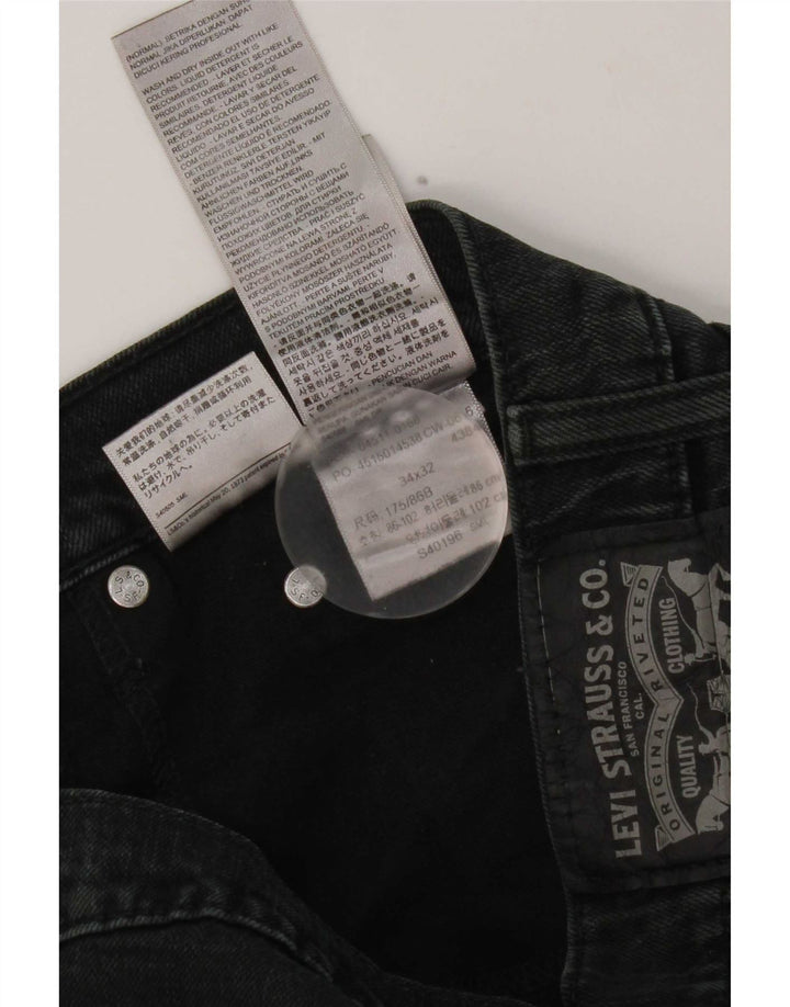 Levi's Herren Straight Jeans W34 L32 Schwarze Baumwolle