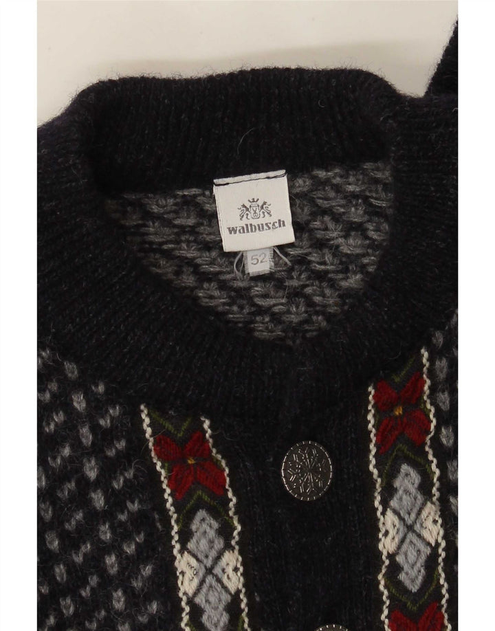 Walbusch Herren-Pullover mit Knopfkragen, EU 52, groß, marineblau, geometrisch