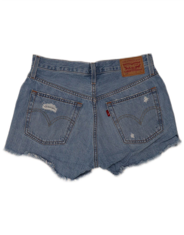 LEVI'S Damen 501 Distressed Denim Shorts W27 Small Blaue Baumwolle
