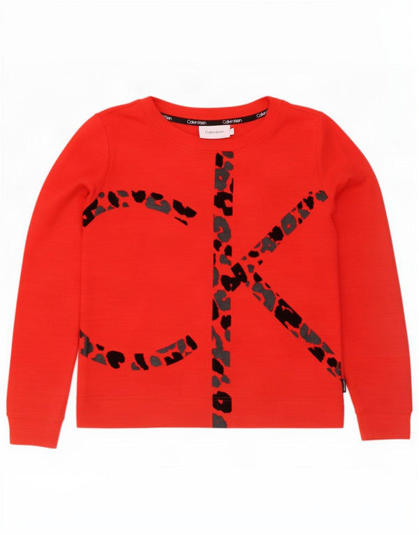 Calvin Klein Womens Graphic Oversized Sweatshirt Pullover UK 10 Small Rot