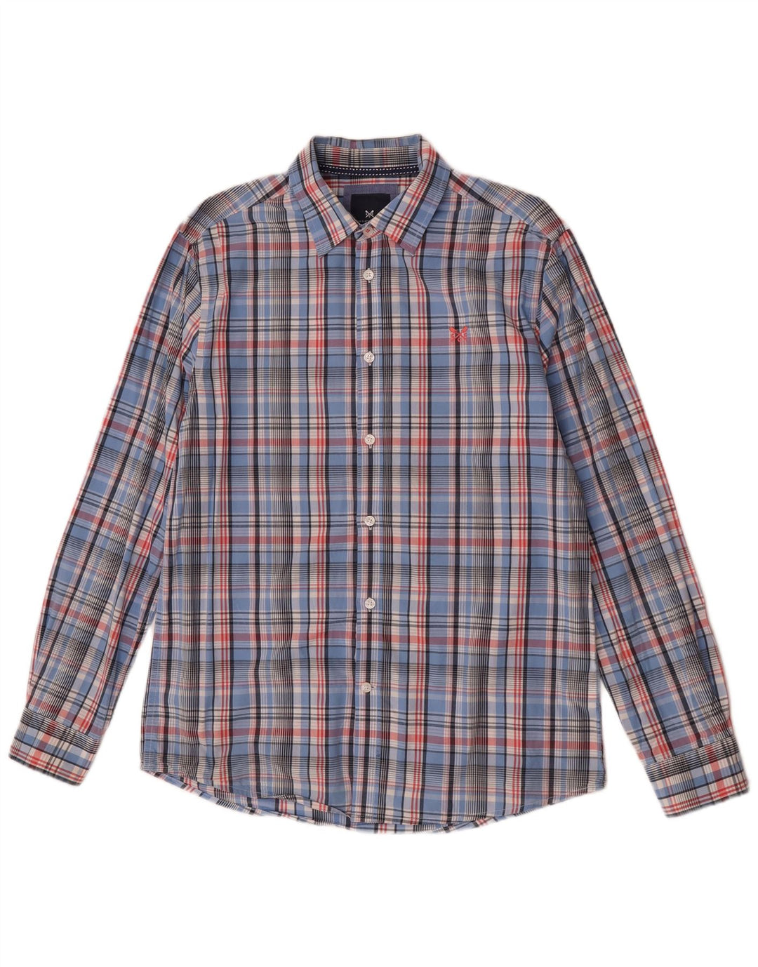 Crew Clothing Herren-Hemd mit klassischer Passform, klein, blau kariert, Baumwolle