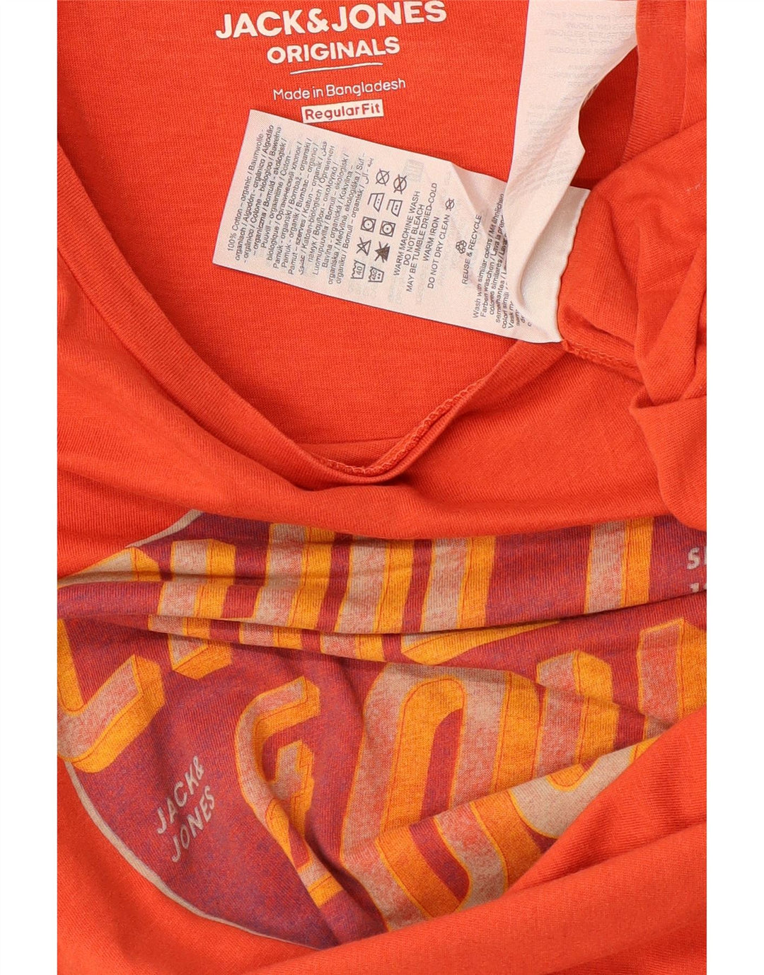 JACK & JONES Herren-T-Shirt mit normaler Passform, mittelorangefarbener Baumwolle