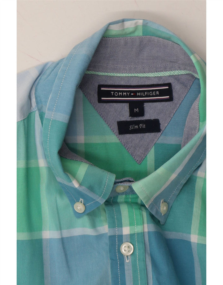 TOMMY HILFIGER Mens Slim Fit Shirt Medium Green Chevron Cotton Vintage Tommy Hilfiger and Second-Hand Tommy Hilfiger from Messina Hembry 