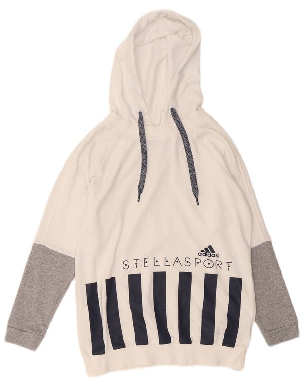 Adidas Womens Graphic Oversized Hoodie Pullover UK 8/10 Small Weiße Baumwolle