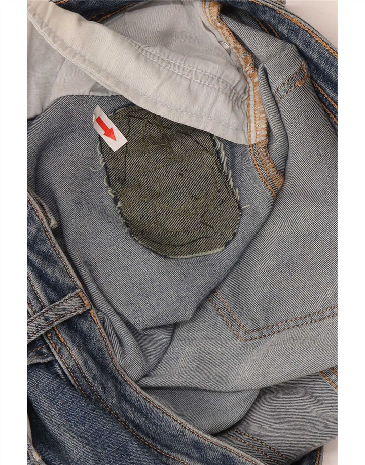 Zara Damen Distressed Straight Jeans EU 42 Large W32 L26 Blau