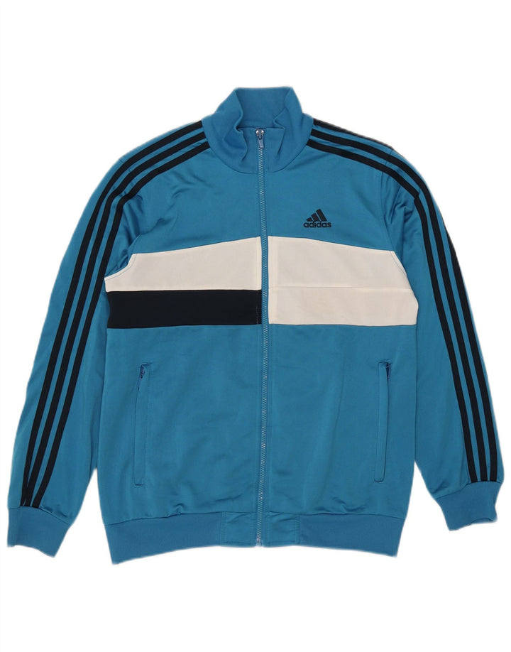 Adidas Herren-Trainingsanzug-Oberteil, XS, blaues Colourblock-Polyester