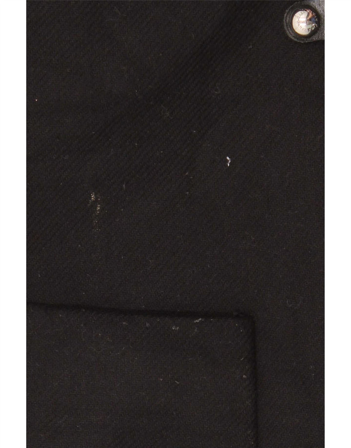 Zara Damen-Übergroßer Mantel mit Kapuze, UK 10, kleine schwarze Wolle