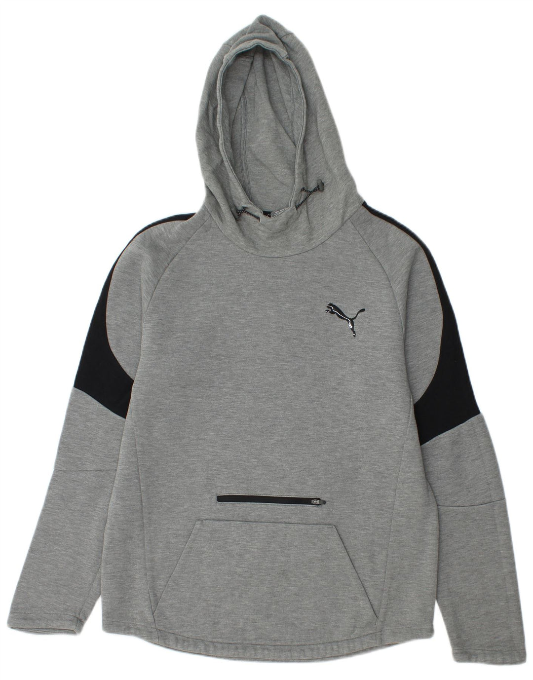 Puma Herren-Kapuzenpullover aus mittelgrauer Colourblock-Baumwolle