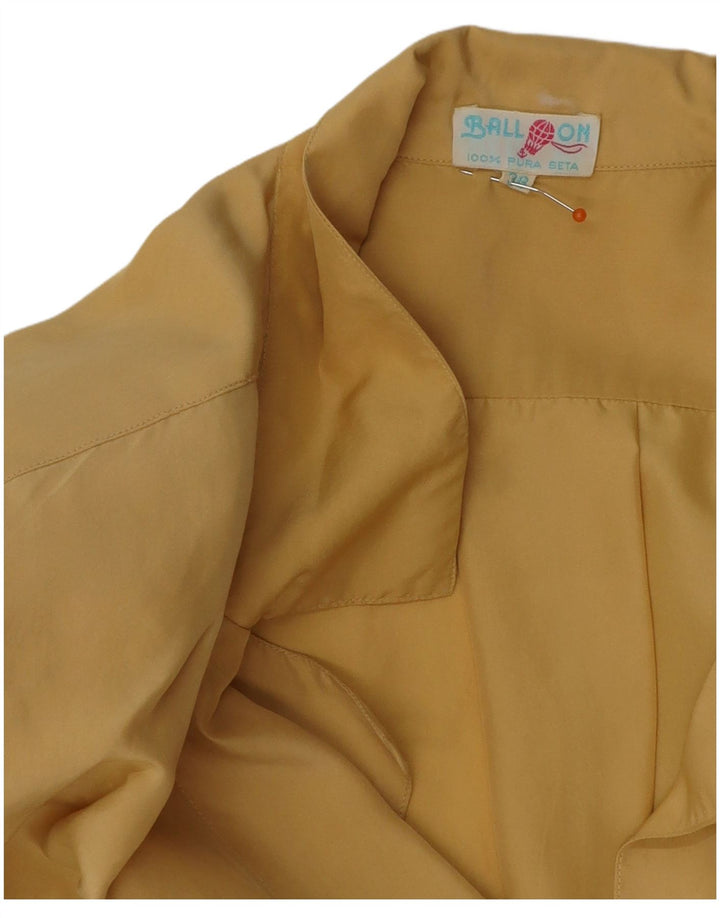 BALLOON Damen Übergroße Kurzarm-Hemdbluse IT 38 XS Gelbe Seide