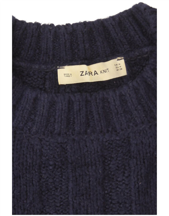 Zara Damen-Pullover, übergroß, Rundhalsausschnitt, Gr. 14, mittleres Marineblau