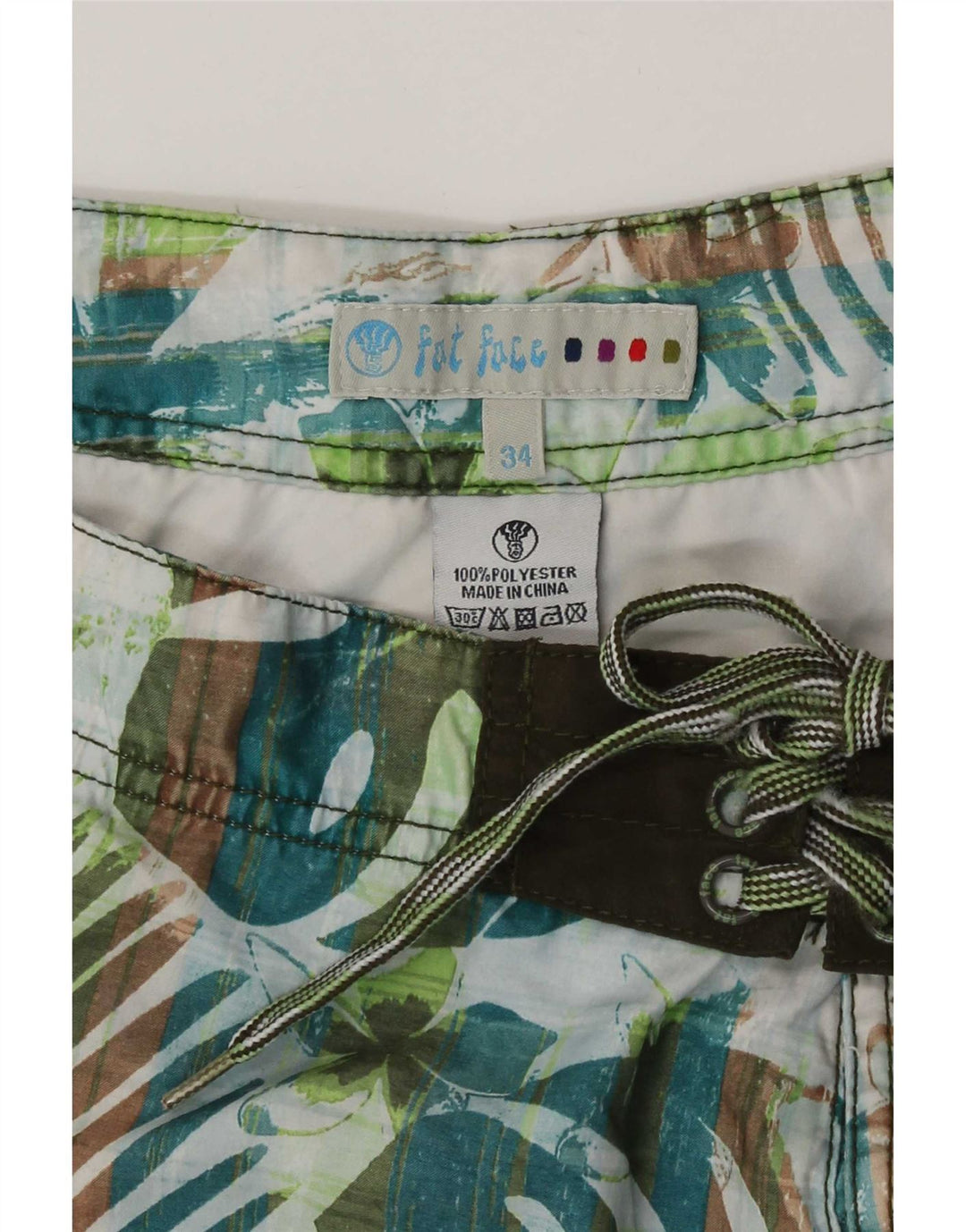 Fat Face Herren-Badeshorts, groß, grün, geblümt, Polyester