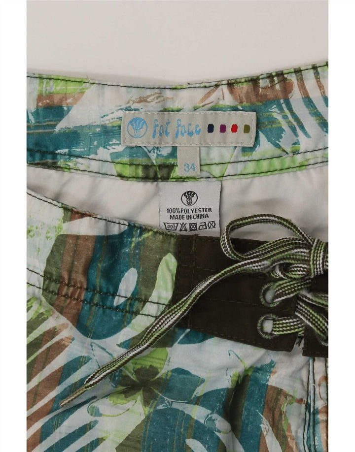 Fat Face Herren-Badeshorts, groß, grün, geblümt, Polyester