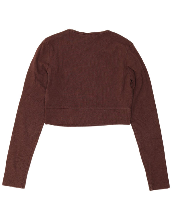 Adidas Damen Crop Sweatshirt Pullover UK 12/14 Mittelbraune Baumwolle