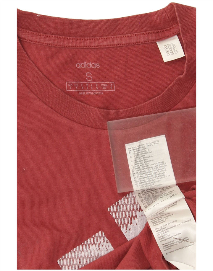 Adidas Herren Grafik T-Shirt Top Small Kastanienbraun Baumwolle