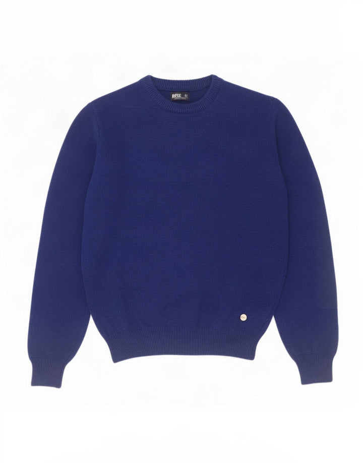 Rifle Herren-Pullover mit Rundhalsausschnitt, mittelblaue Wolle