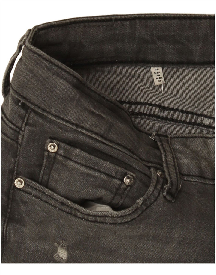 Zara Damen-Jeans mit mittlerer Leibhöhe, Distressed Slim, EU 36, XS, W26, L29, Grau