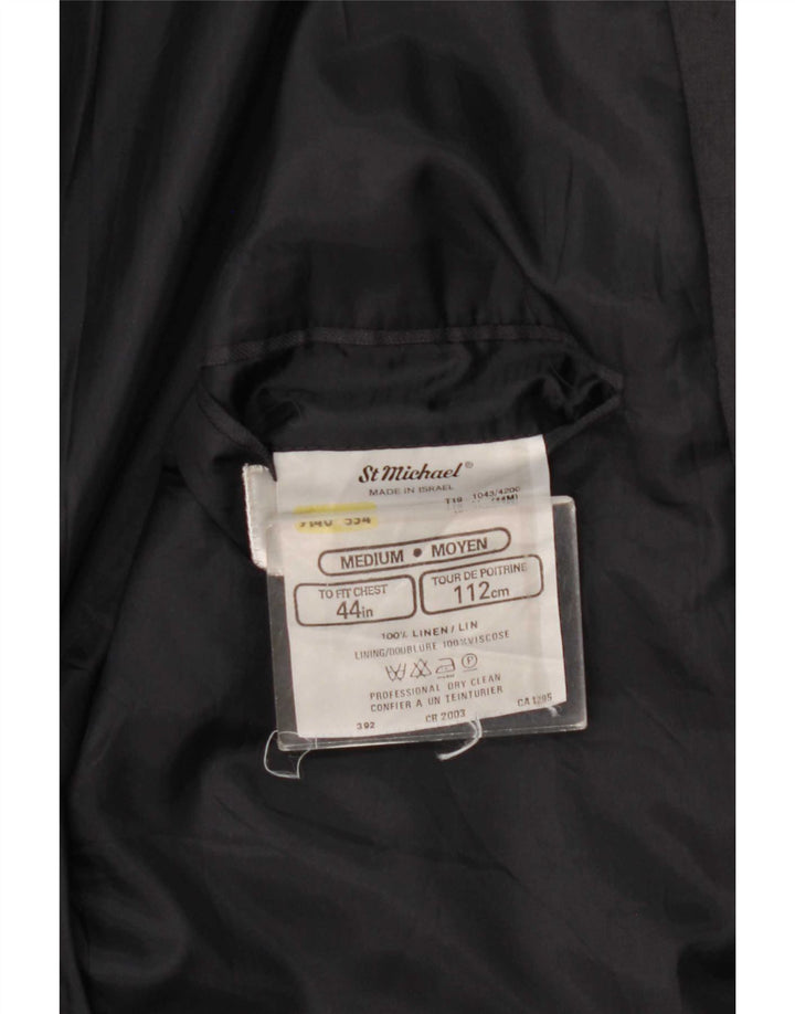 Marks & Spencer Herren-Blazer mit 2 Knöpfen, Gr. 44, XL, Schwarz, Leinen, klassisch