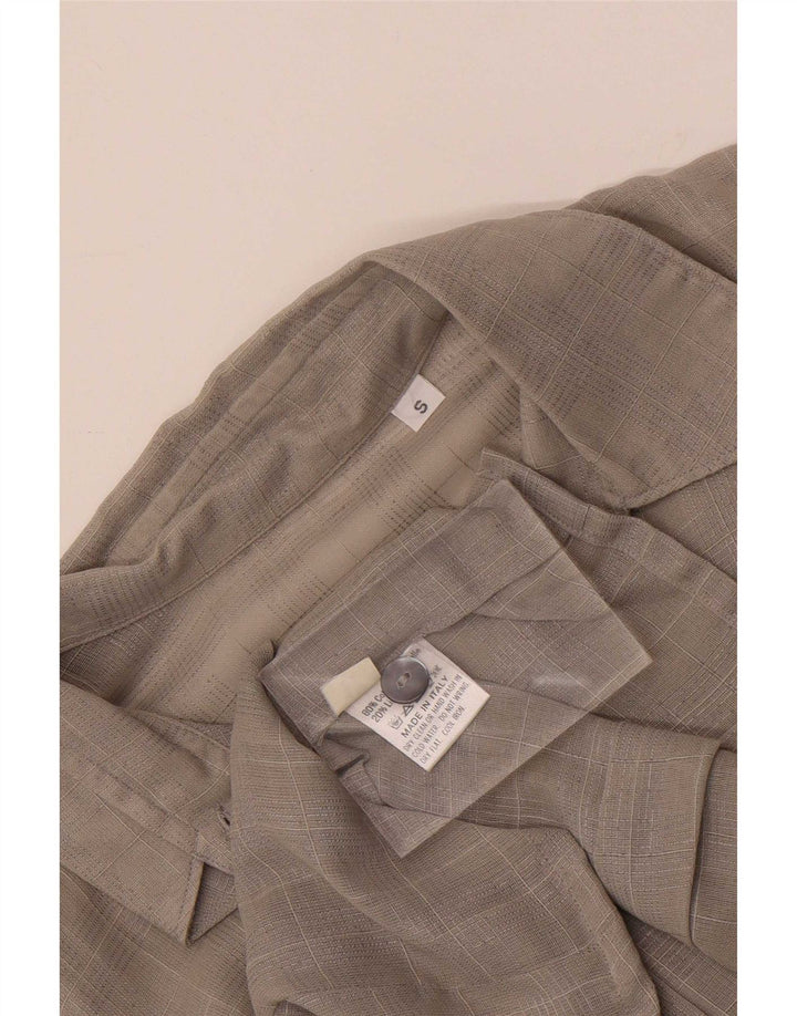 Vintage Damenhemd UK 10 Small Grau kariert Baumwolle