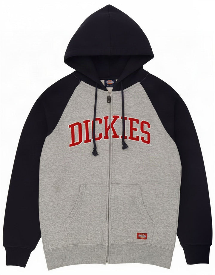Dickies Herren-Kapuzenpullover mit Reißverschluss, Mittelgrau, Farbblock