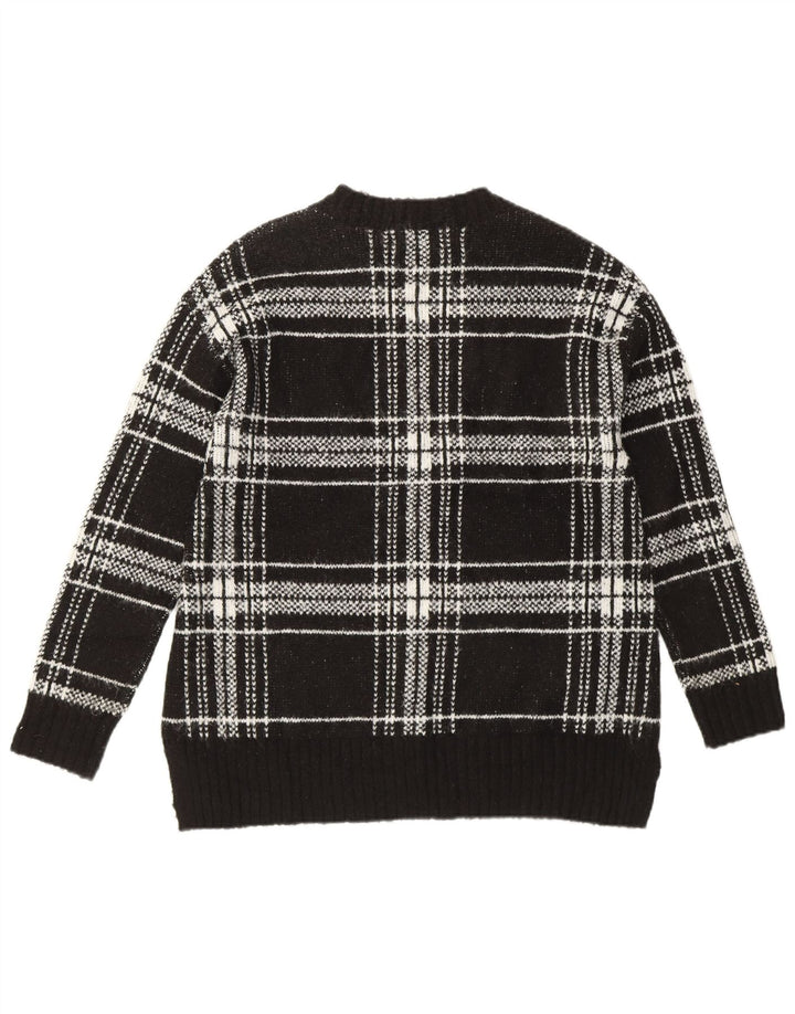 MARKS & SPENCER Womens Crew Neck Jumper Sweater UK 10 Small Black Check