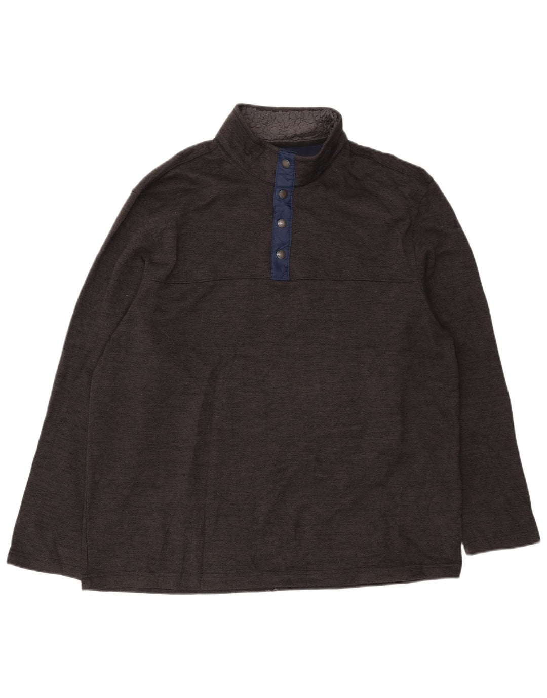 IZOD Herren-Sweatshirt mit Knopfkragen, XL, grau, Fischgrätenmuster, Polyester
