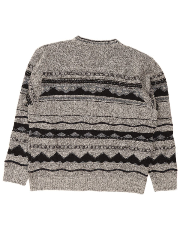 Carletti Herren-Pullover mit Rundhalsausschnitt, 2XL, graues geometrisches Acryl