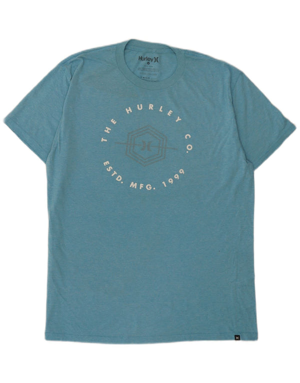 Hurley Herren-T-Shirt mit Grafik, Größe L, aus blauer Baumwolle