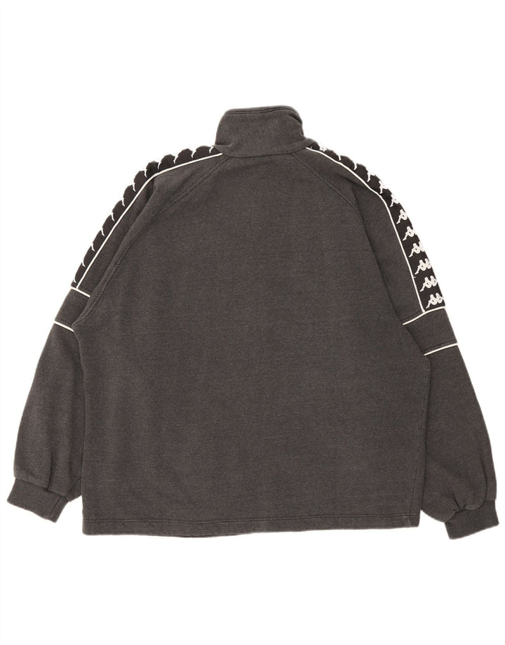Kappa Herren-Trainingsanzugoberteil mit Grafik, mittelgraue Colourblock-Baumwolle