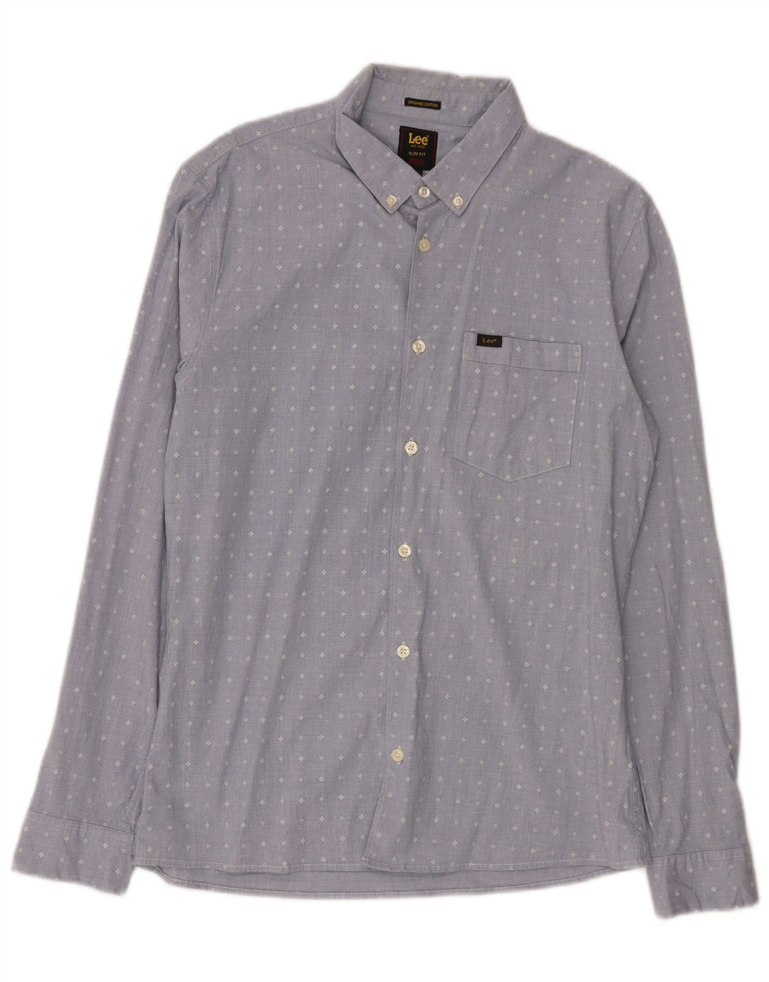 Lee Herren Slim-Fit-Hemd aus mittelblauer, geometrischer Baumwolle