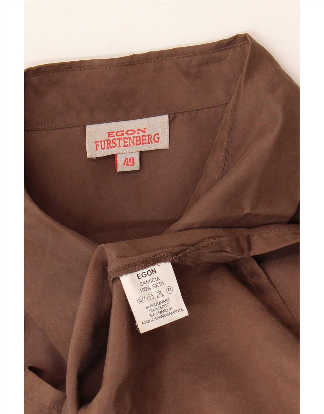 Egon Furstenberg Damen Hemd IT 49 XL Braune Seide
