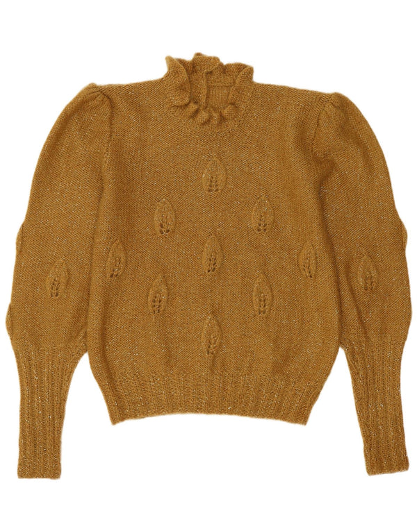 Vintage Damen Rollkragenpullover Pullover UK 14 Mittelgelb meliert