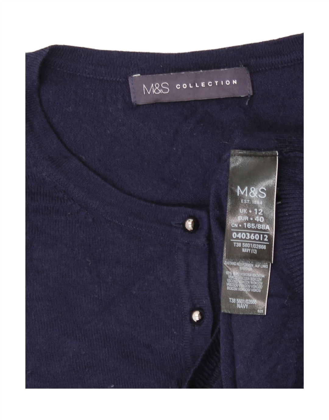 Marks & Spencer Damen-Cardigan-Pullover UK 12 Mittelmarineblaue Viskose