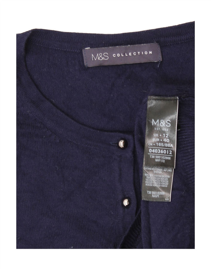 Marks & Spencer Damen-Cardigan-Pullover UK 12 Mittelmarineblaue Viskose