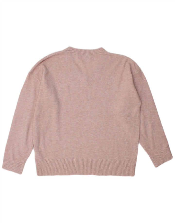 Marks & Spencer Damen-Pullover in Übergröße mit V-Ausschnitt, Gr. 14, Mittelrosa