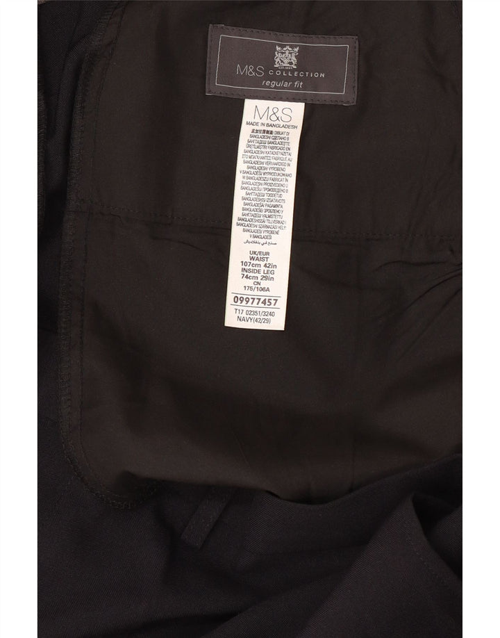 MARKS & SPENCER Herren-Anzughose mit normaler Passform, W42, L29, Marineblau, Polyester