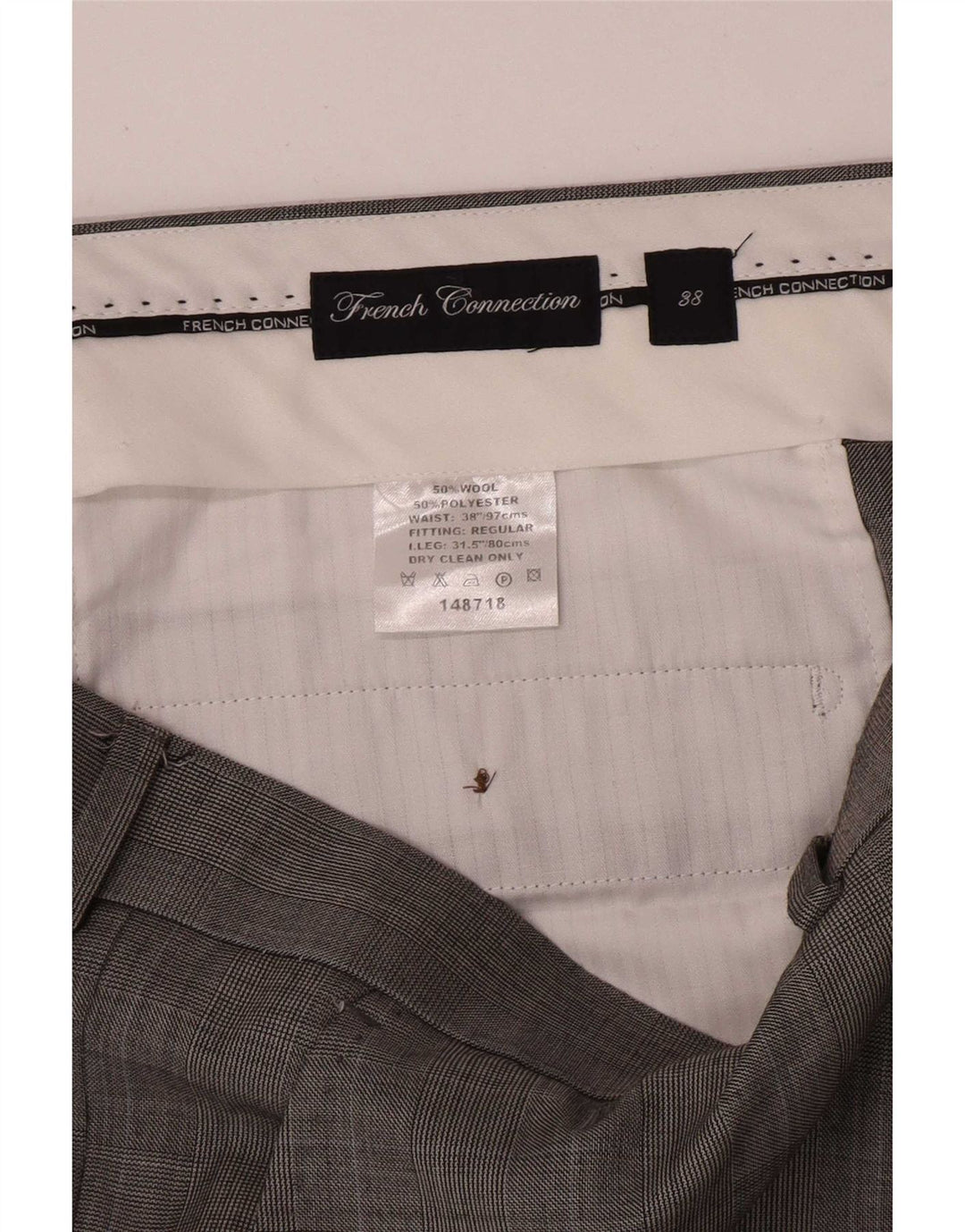 French Connection Herren-Freizeithose, normal, W38, L32, Grau mit Hahnentrittmuster