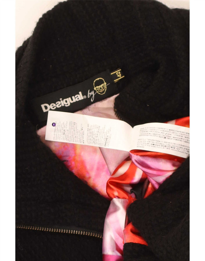 Desigual Damen Mantel EU 42 Großes schwarzes Paisley-Acryl