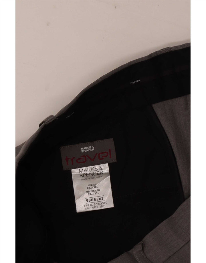 Gerade Herren-Chinohose von Marks & Spencer, W38, L28, grau, Polyester