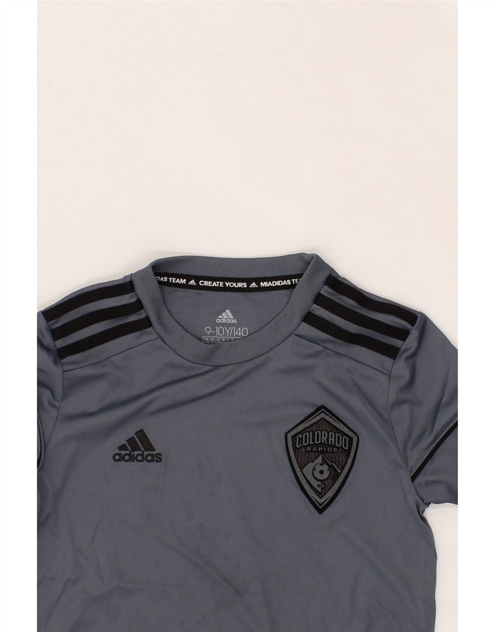 ADIDAS Boys Colorado Rapids T-Shirt Top 9-10 Years Grey Polyester Vintage Adidas and Second-Hand Adidas from Messina Hembry 