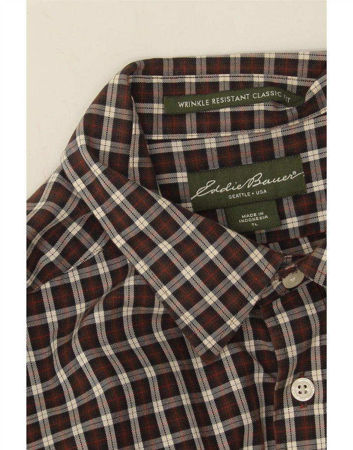 Eddie Bauer Herren-Hemd mit klassischer Passform, groß, braun, Gingham-Baumwolle