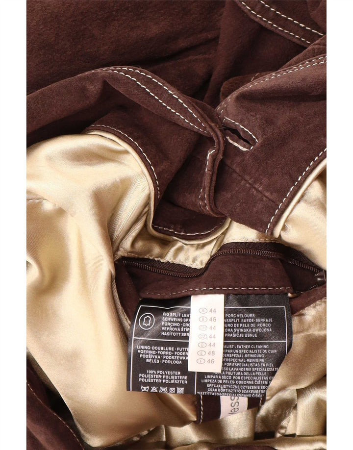 Yessica Damen-Blazerjacke aus Wildleder mit 3 Knöpfen, EU 46, XL, braunes Leder