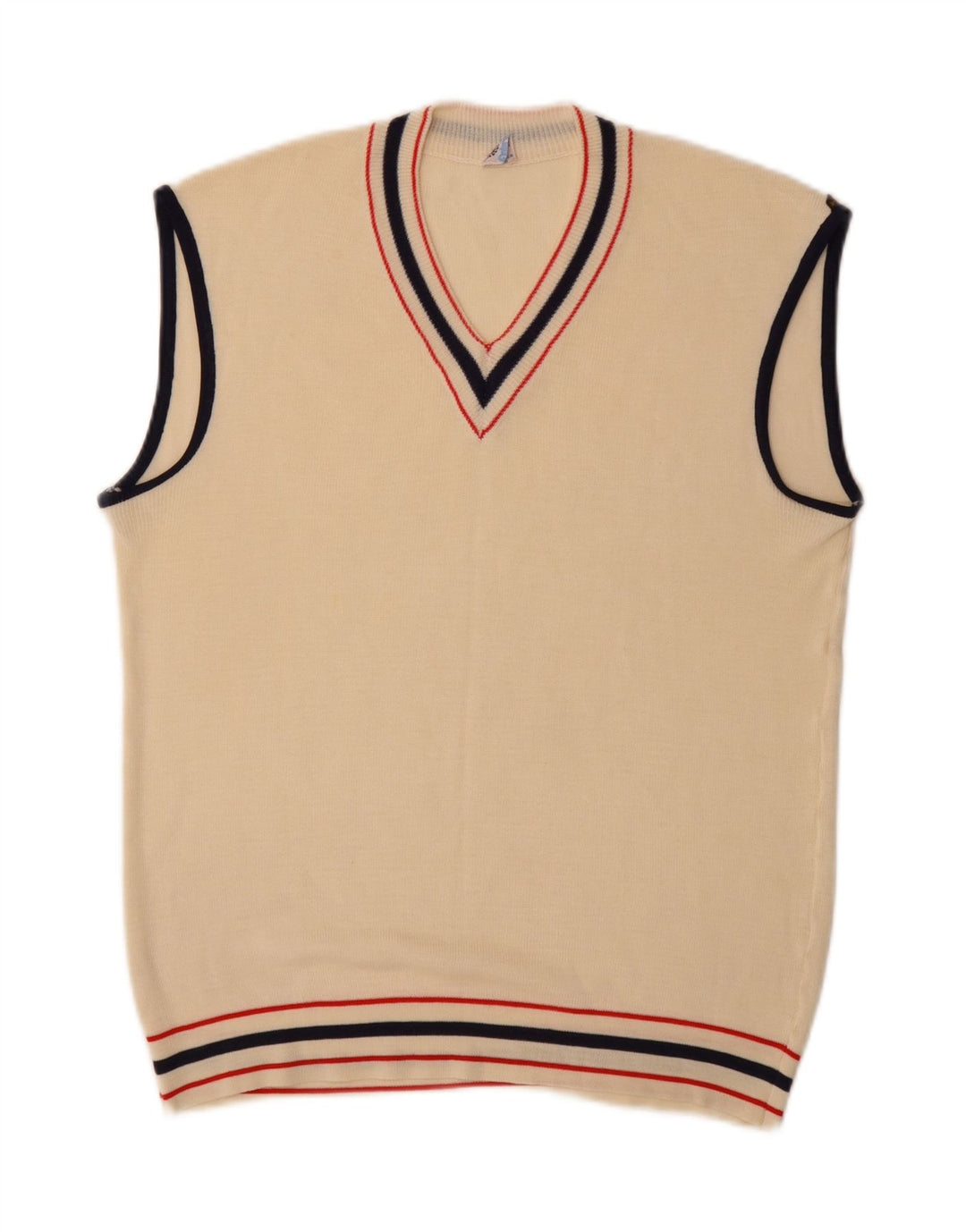 Vintage Herren Weste Tank Top Small Beige Acryl